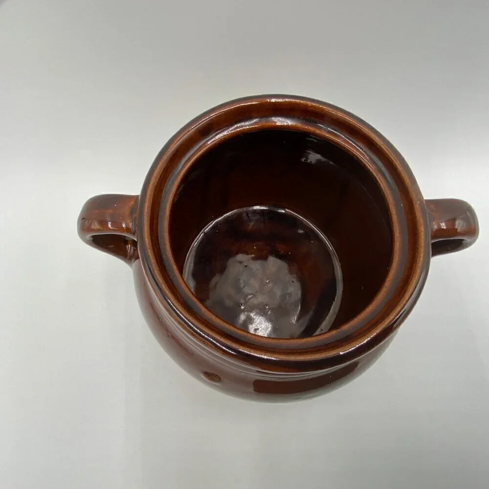 Vintage B & M Baked Beans Stoneware Bean Pot Only Brown Tan 0606 USA